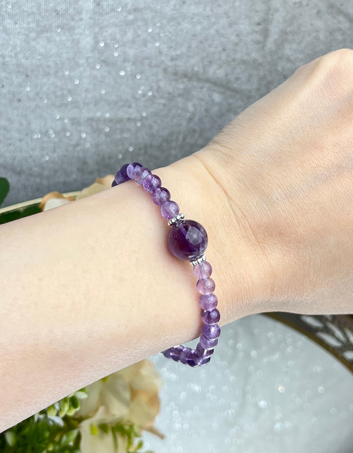 Ametyst armbånd 5mm+/11mm+
