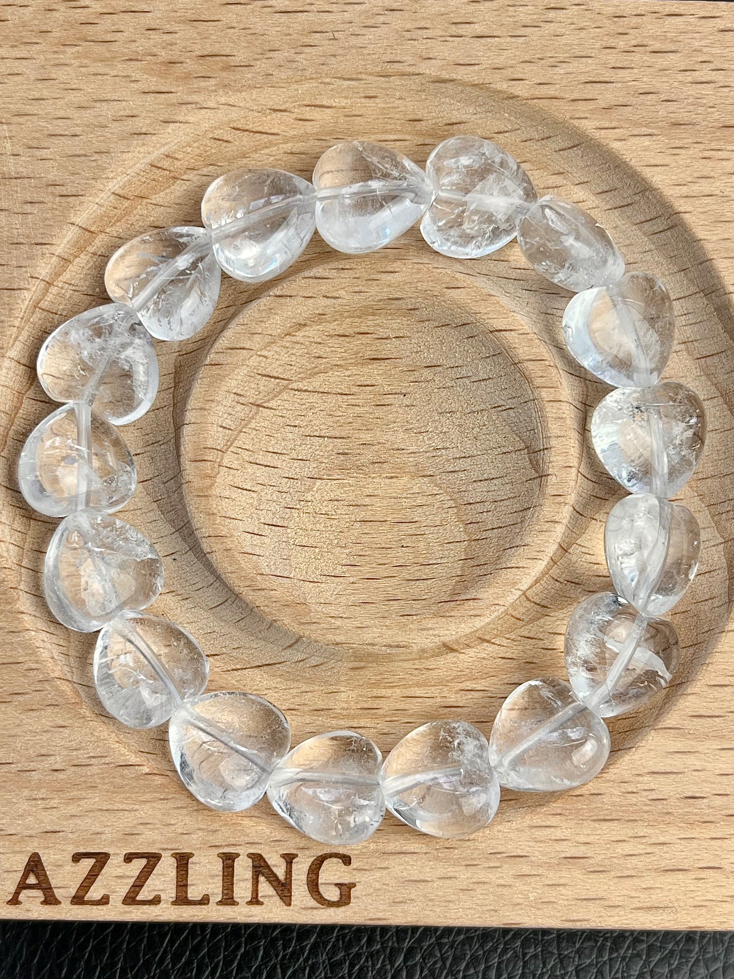 Rock Crystal Clear Quartz Heart Bracelet 12mm+