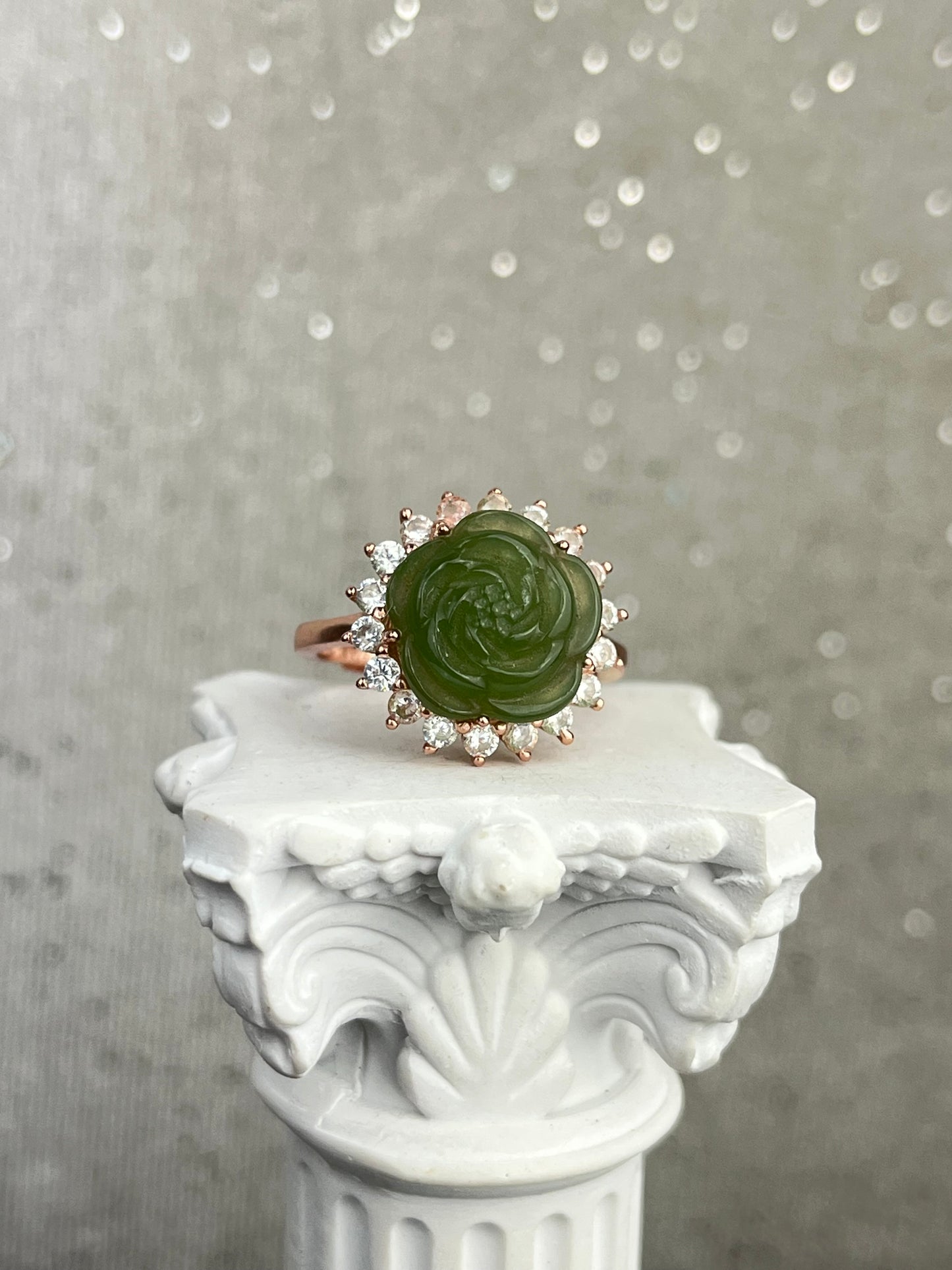 Ring med Jade, Nefritt i 925 sterling sølv