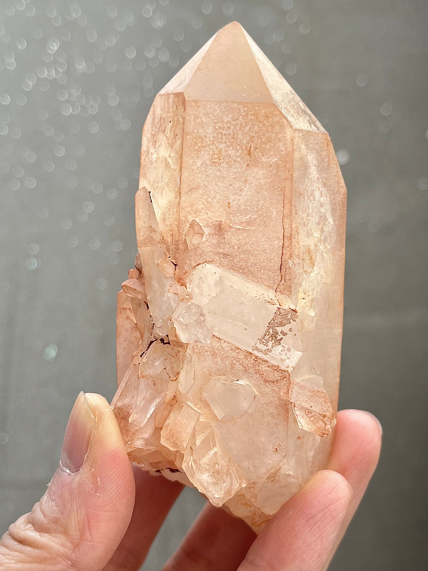 Quartz cluster with hematite