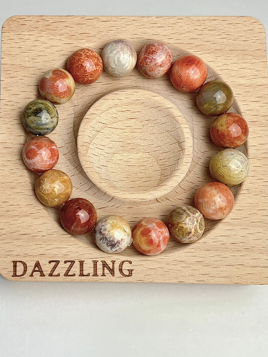 Agatisert Korall armbånd 11-12mm+