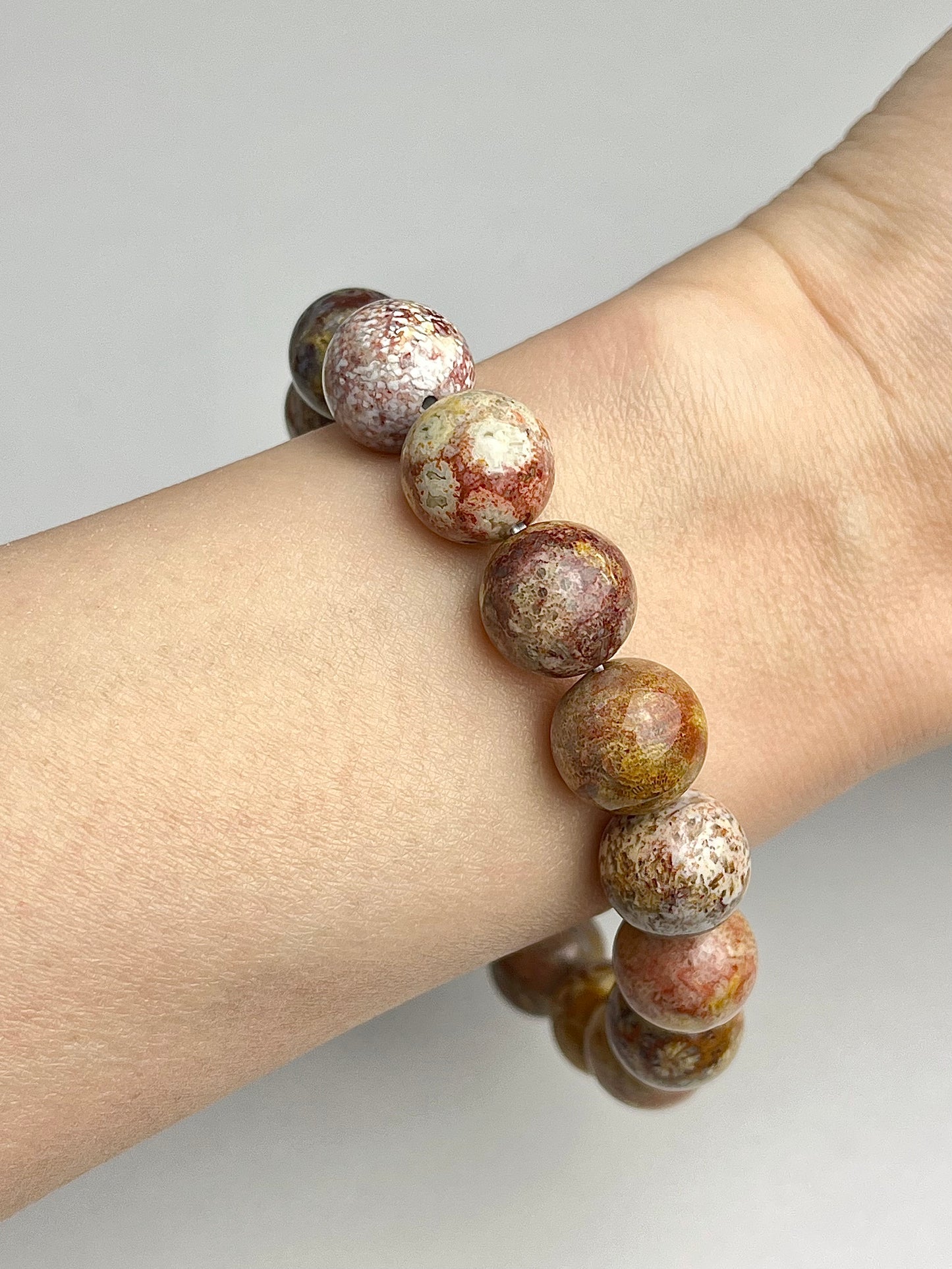 Agatisert Korall armbånd 12mm+