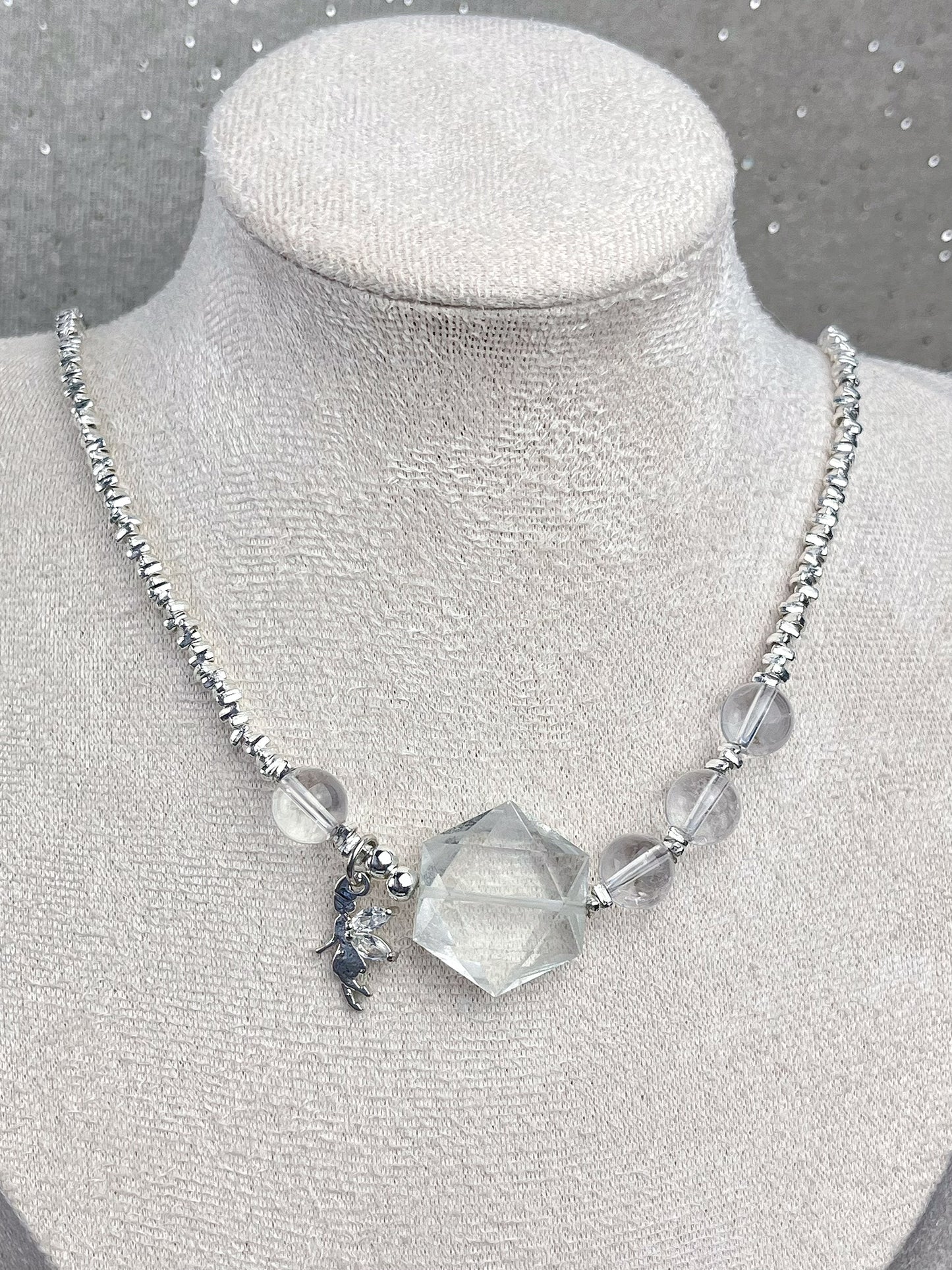 Bergkrystall klar kvarts Halskjede