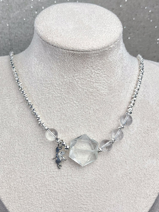 Bergkrystall klar kvarts Halskjede