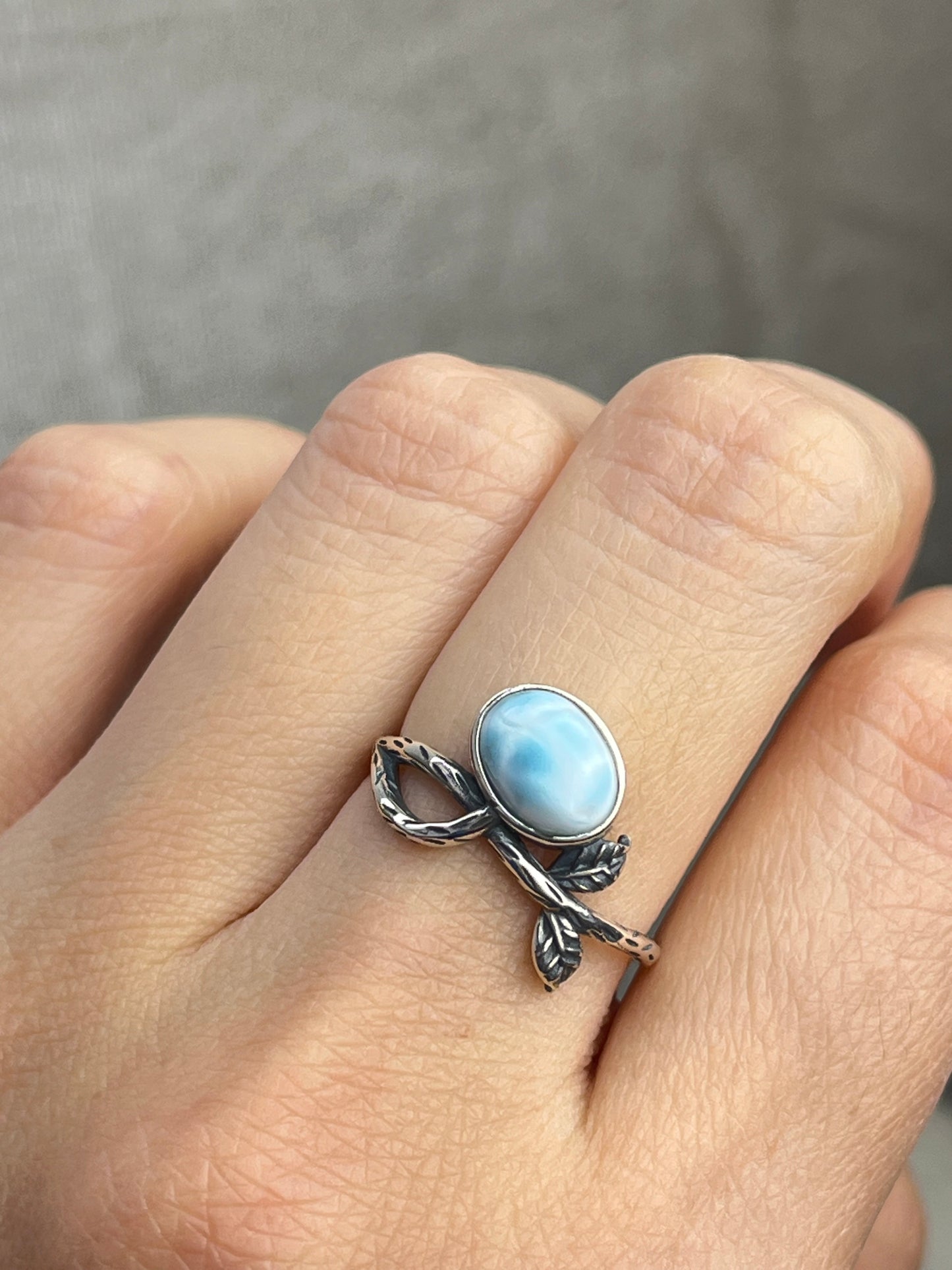 Ring med Larimar i 925 sterling sølv