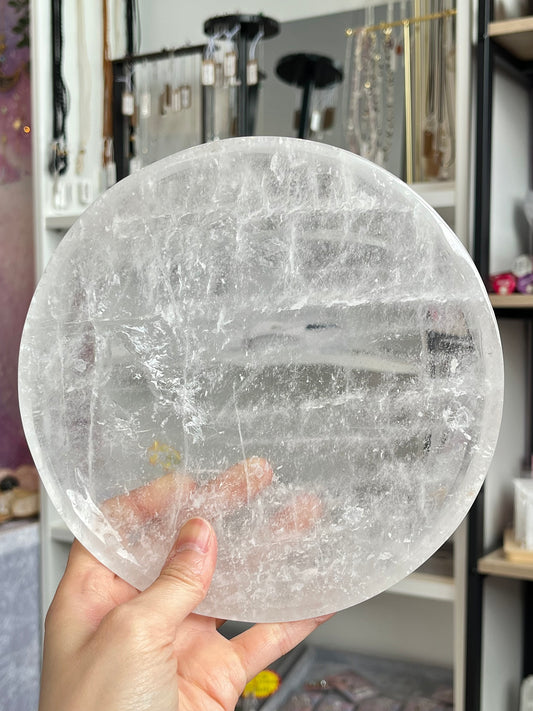 Bergkrystall klar kvarts plate
