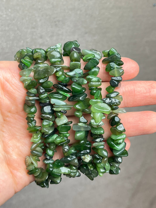 Jade, Nefritt chips armbånd 8mm+