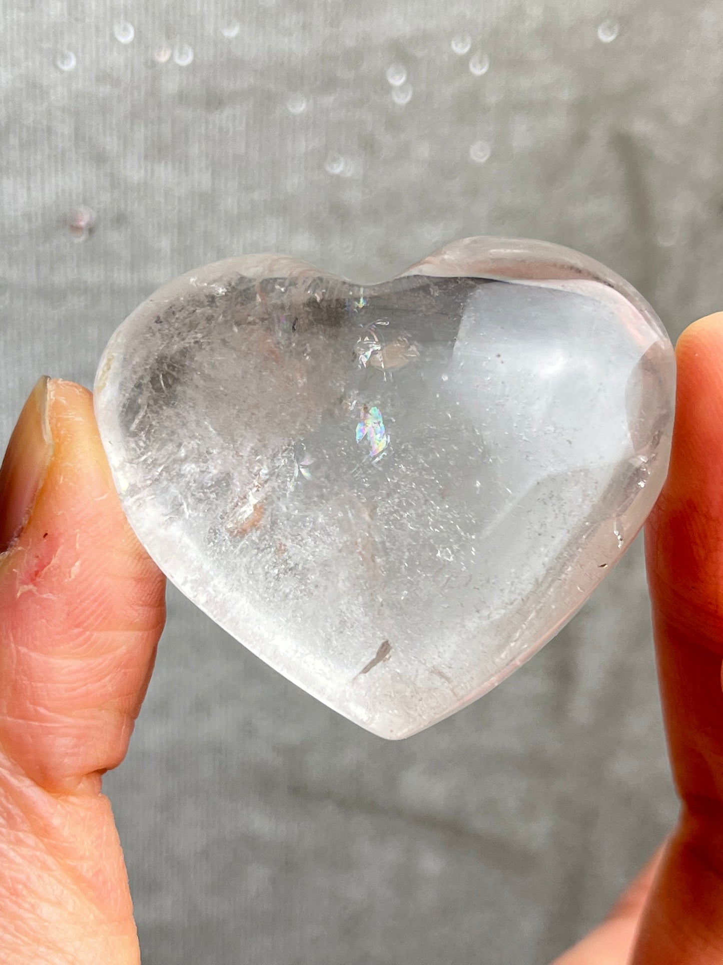 Klar kvarts Bergkrystall hjerte 4-5cm