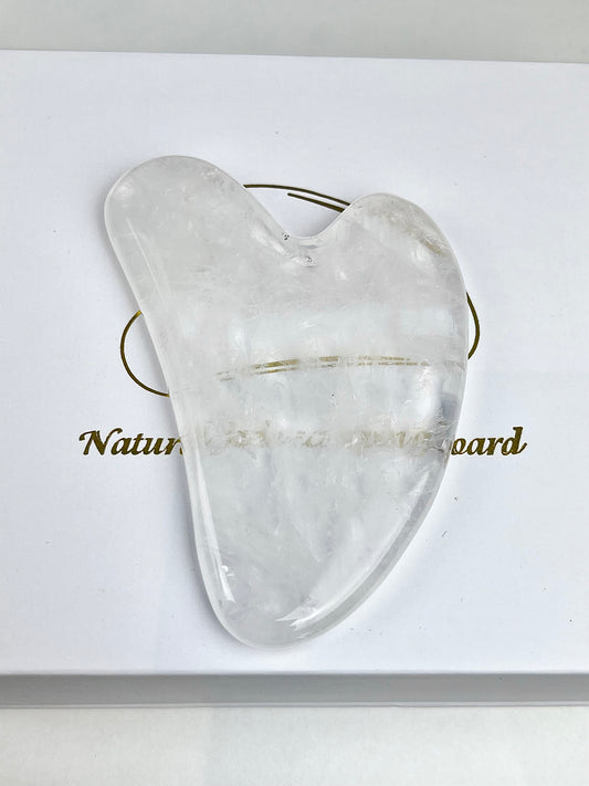 Bergkrystall klar kvarts Gua Sha med gaveeske