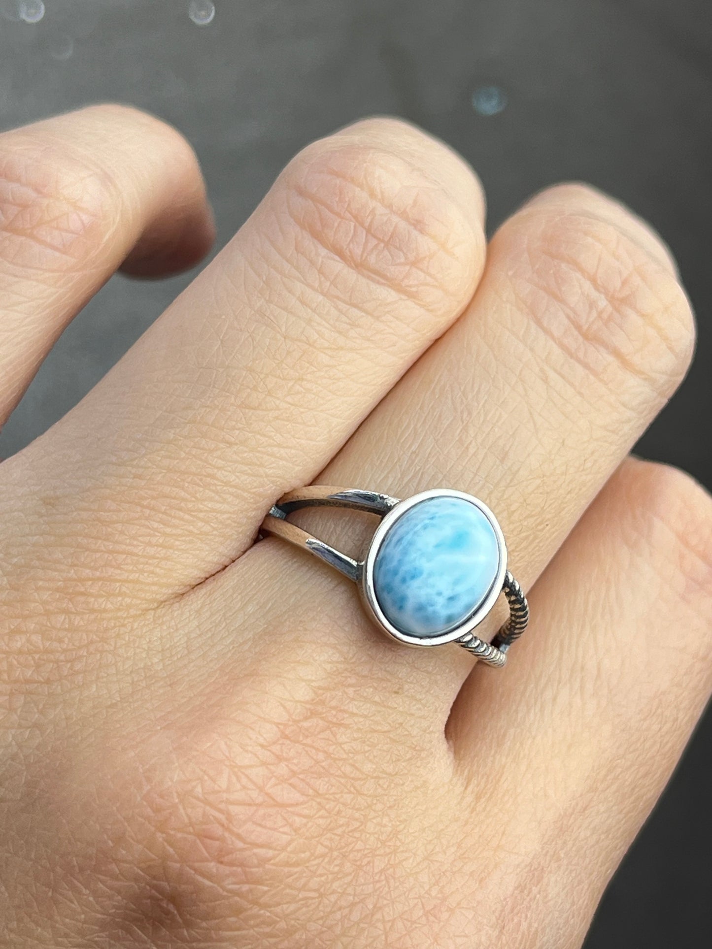 Ring med Larimar i 925 sterling sølv