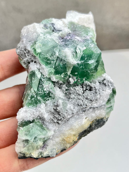 Grønn Fluorit med kvarts