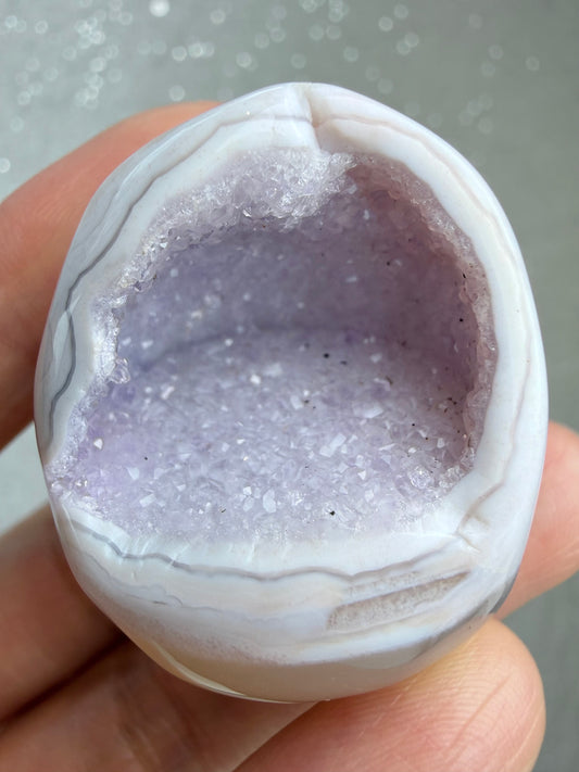Druzy agat egg, Lilla