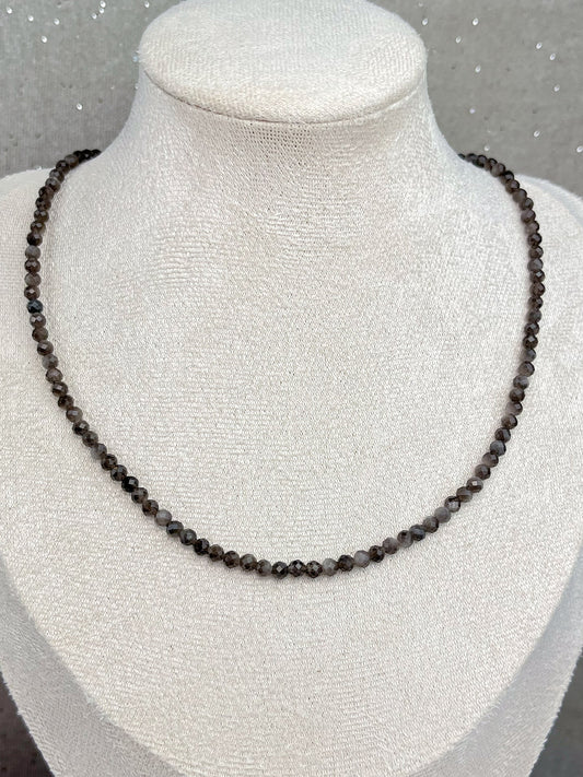 Sølv Obsidian Halskjede