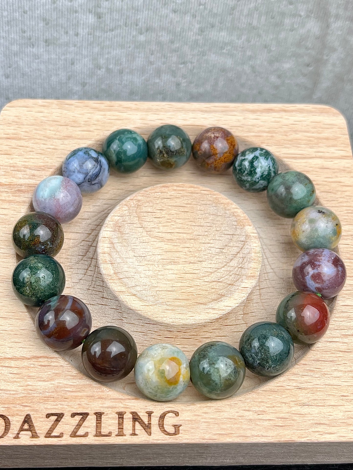 Indisk Agat armbånd 11-12mm+