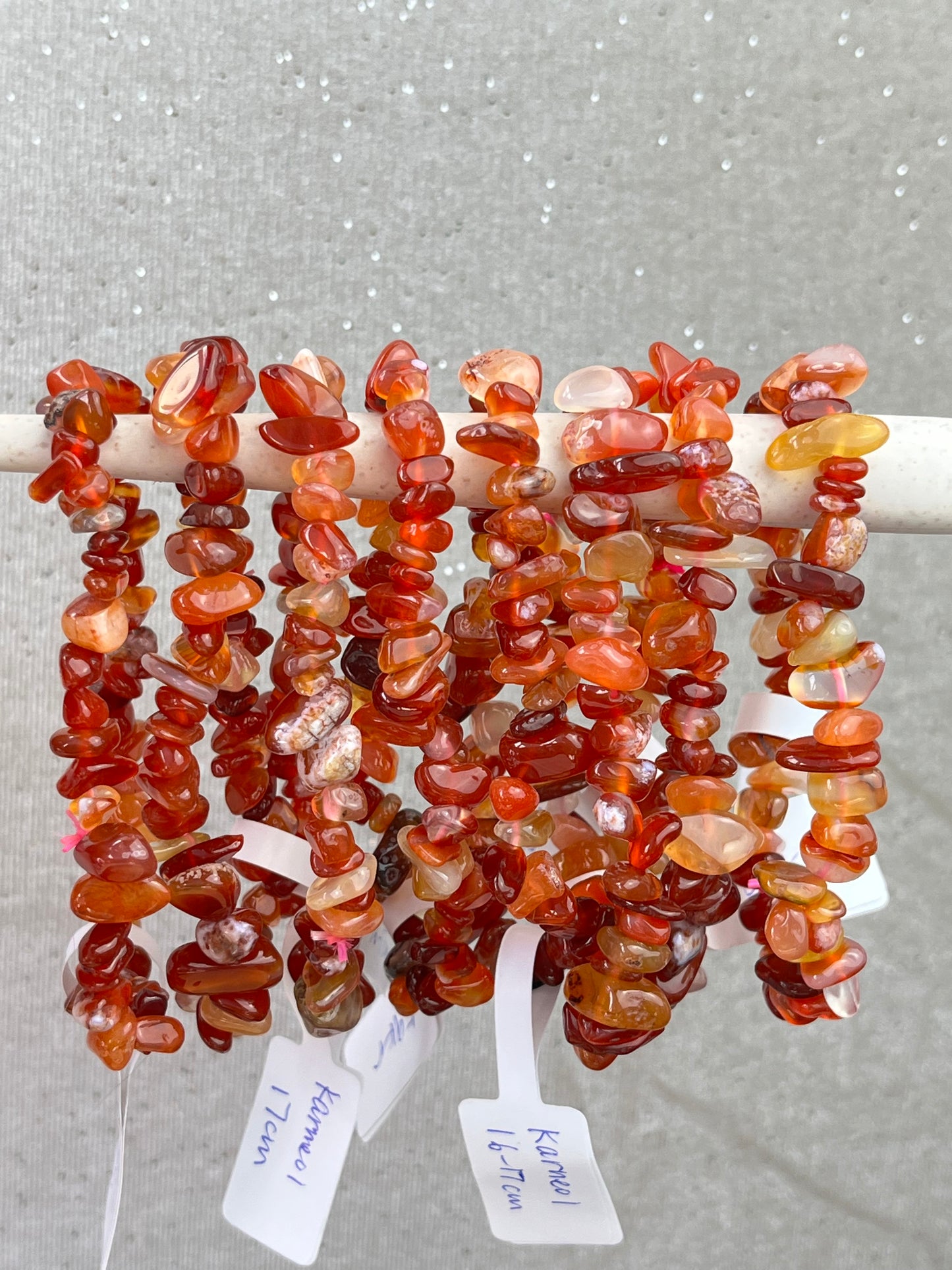 Karneol Chips armbånd