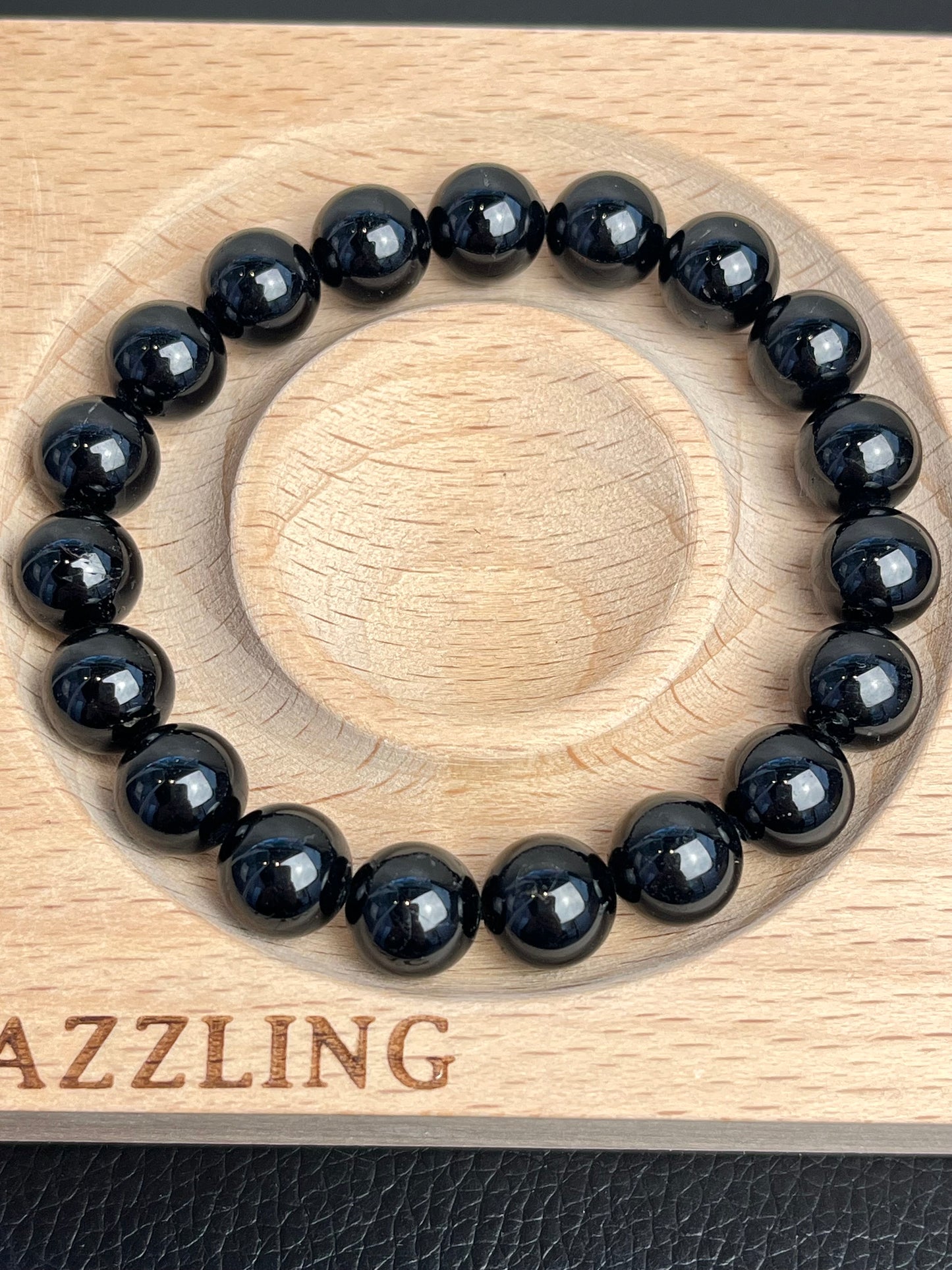 Svart Turmalin armbånd 10mm+