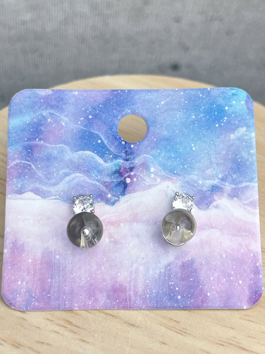 Øredobber med klar kvarts i 925 sterling sølv