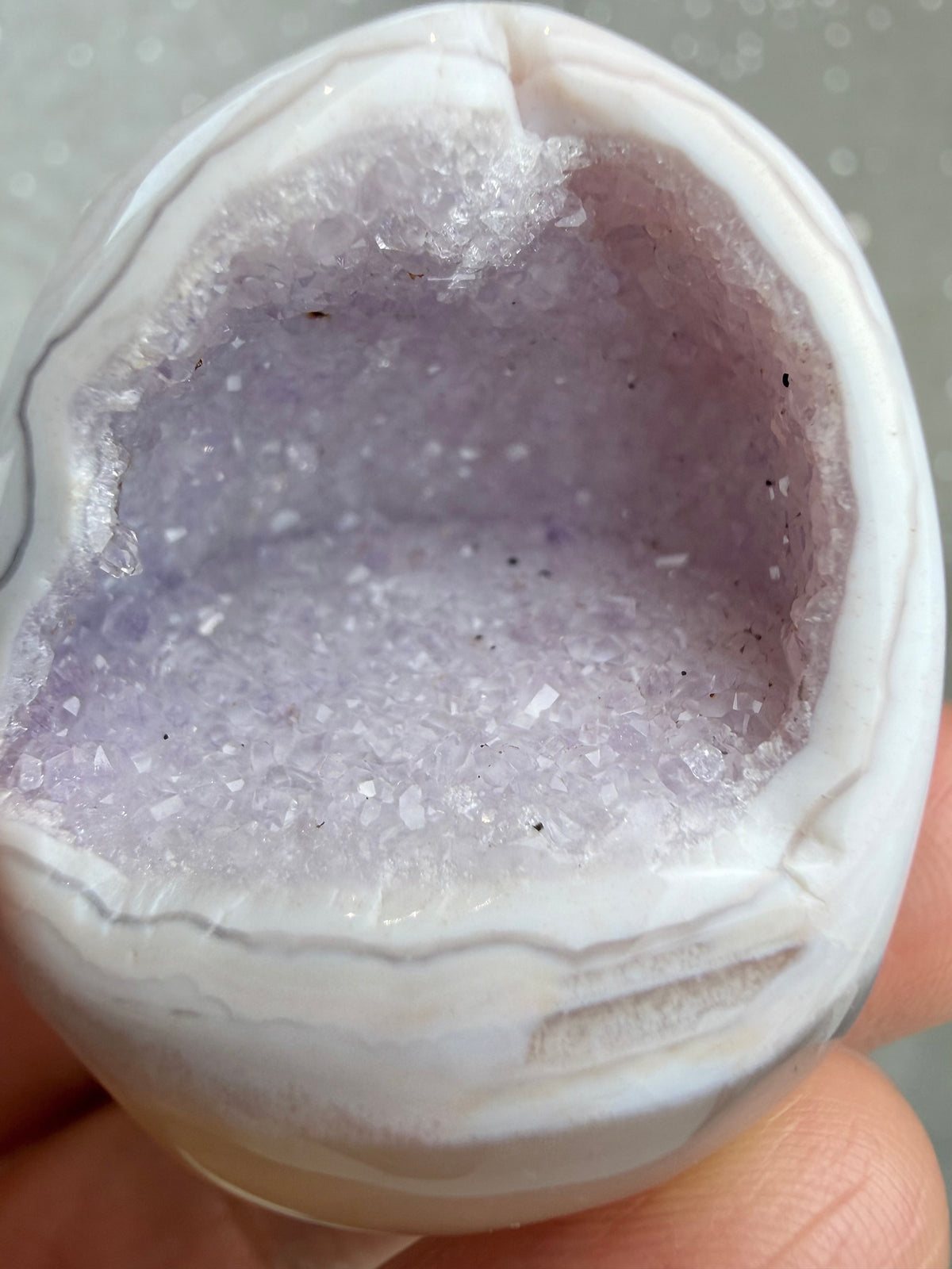 Druzy agat egg, Lilla