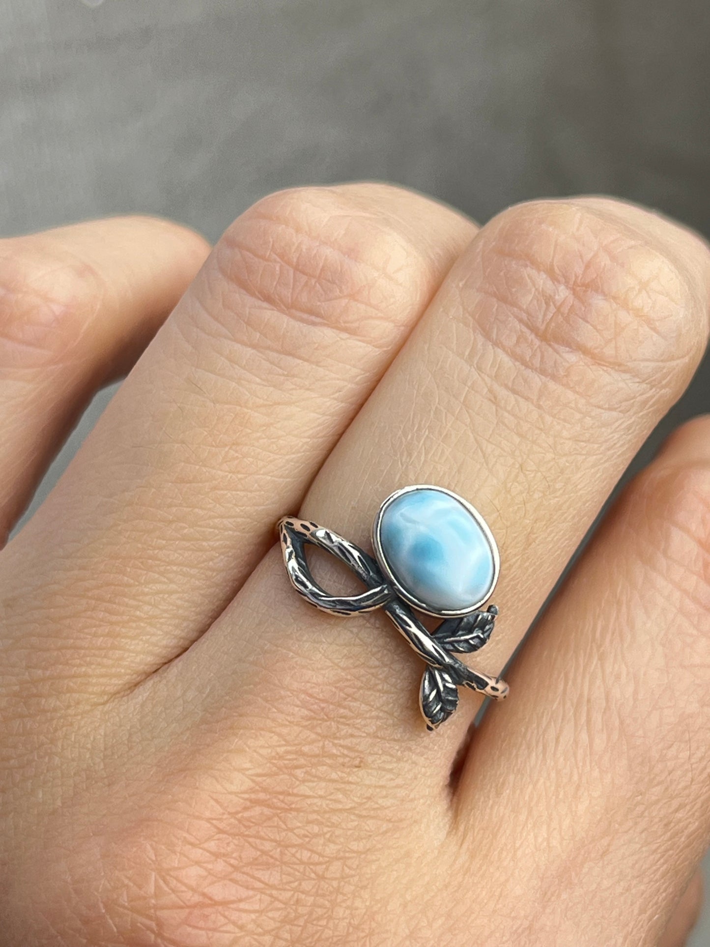 Ring med Larimar i 925 sterling sølv