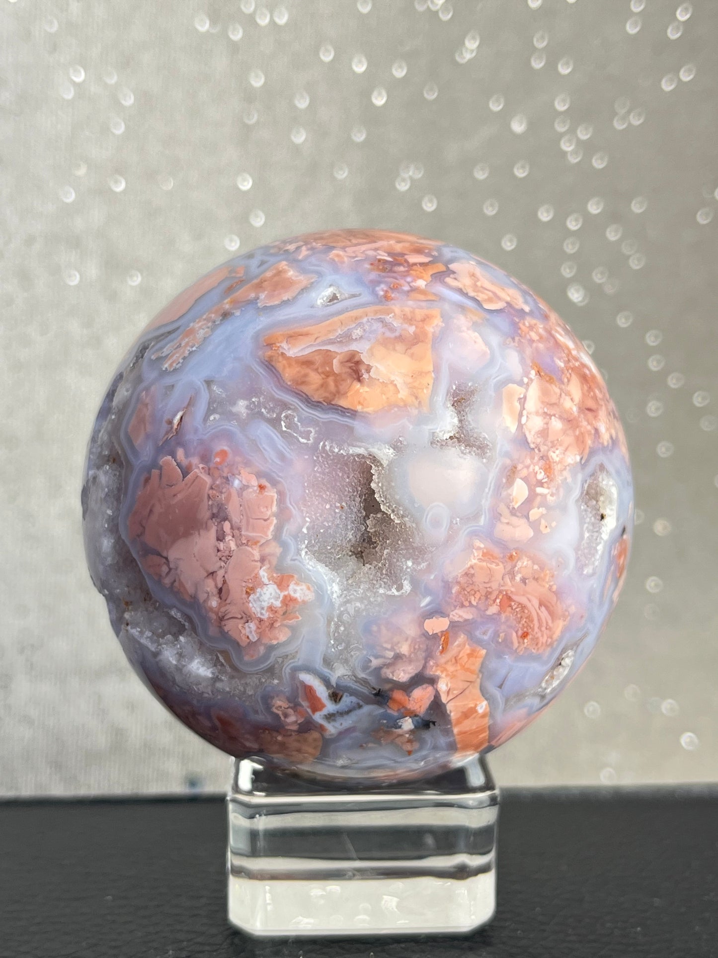 Druzy Rosa Agat kule (Cotton Candy Agate)