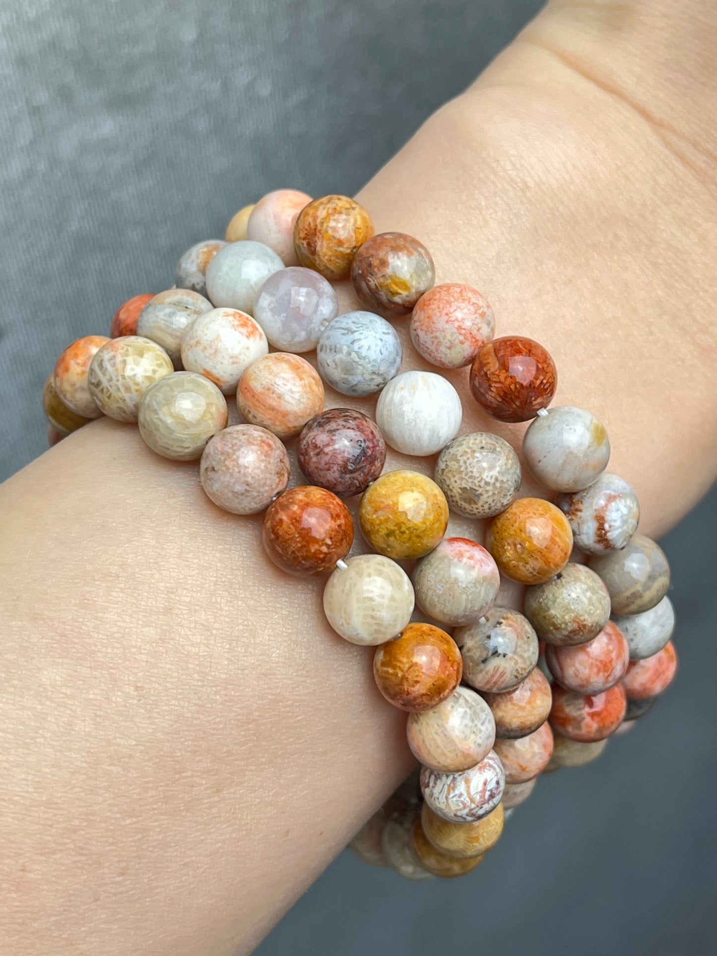 Agatisert Korall armbånd 8mm+