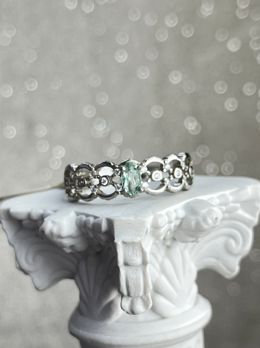 Ring med Blå Grønn Turmalin i 925 sterling sølv