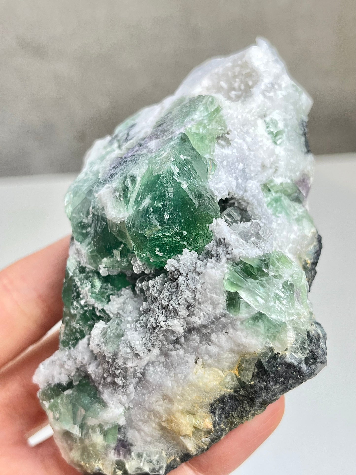 Grønn Fluorit med kvarts