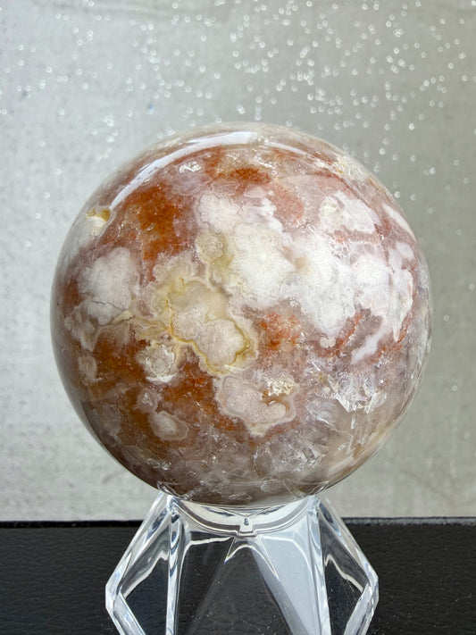 Blomster agat med kvarts kule