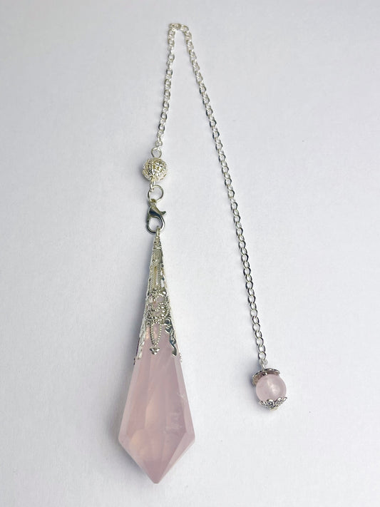 Rosenkvarts Anheng/Pendel med kjede