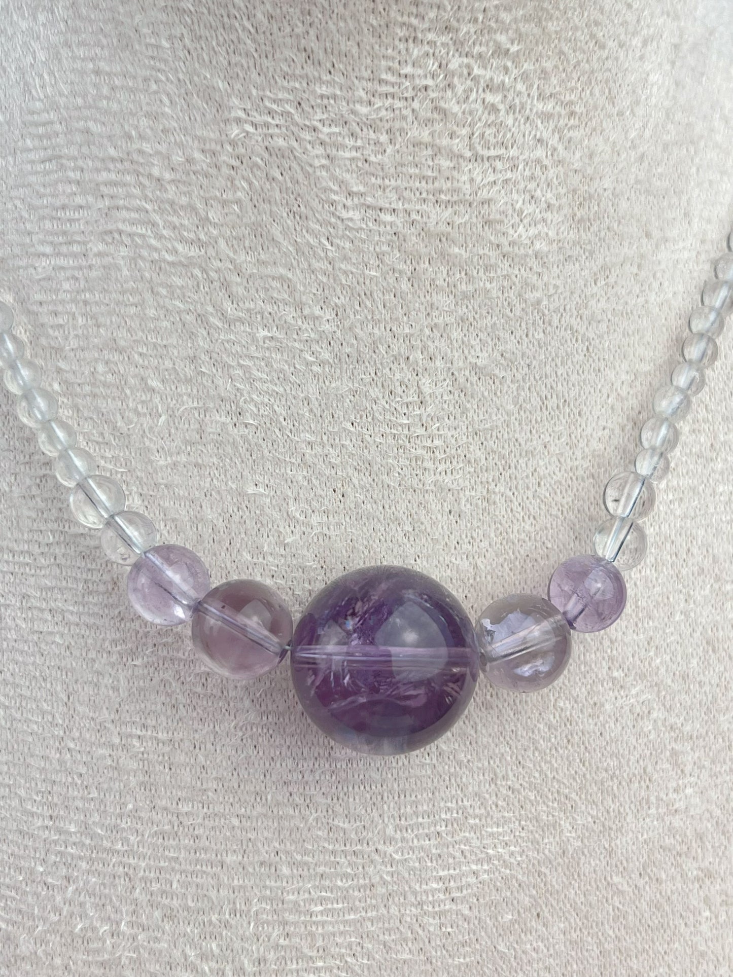 Ametyst og klar kvarts Halskjede