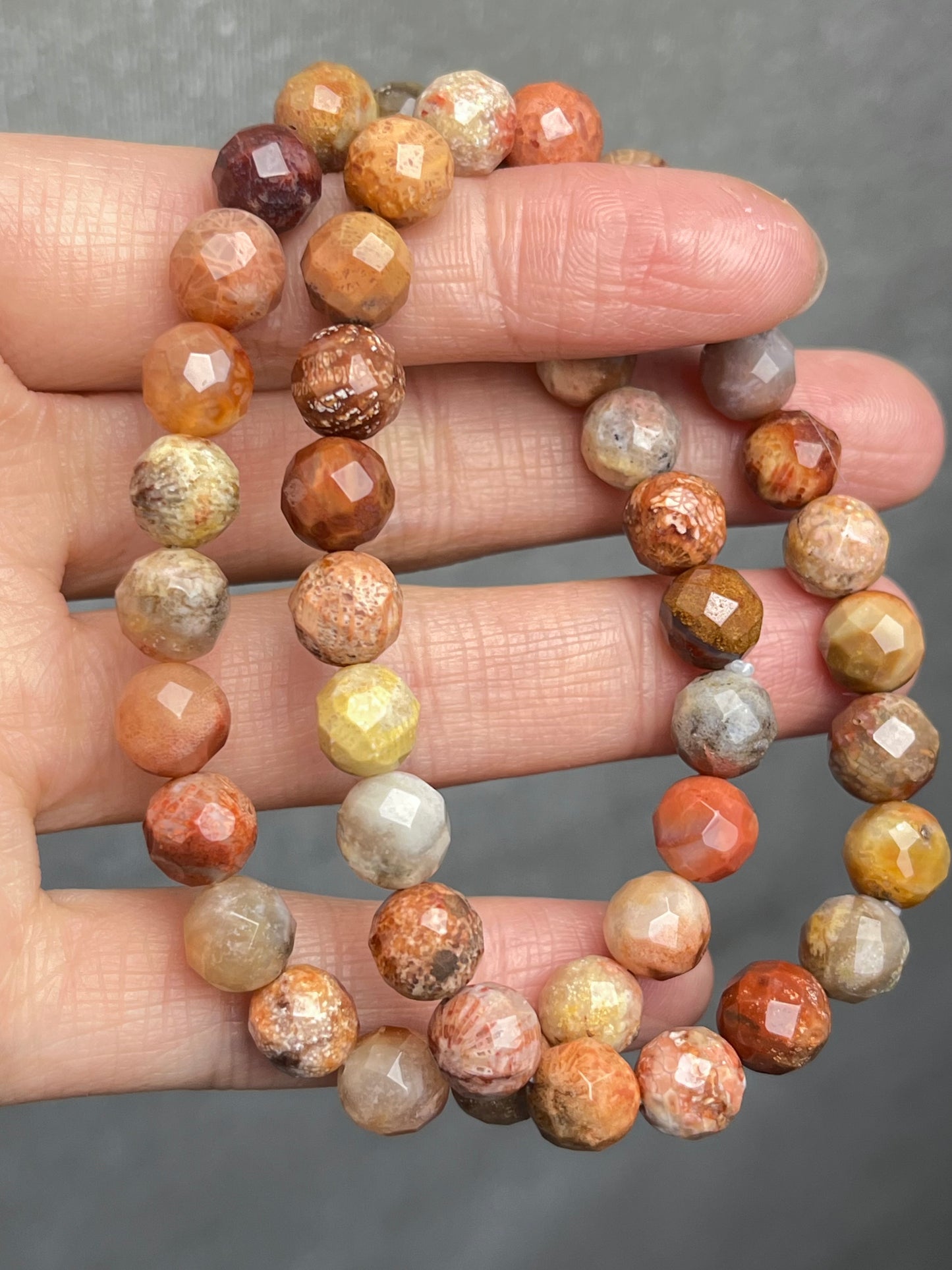 Agatisert Korall armbånd 7-8mm+