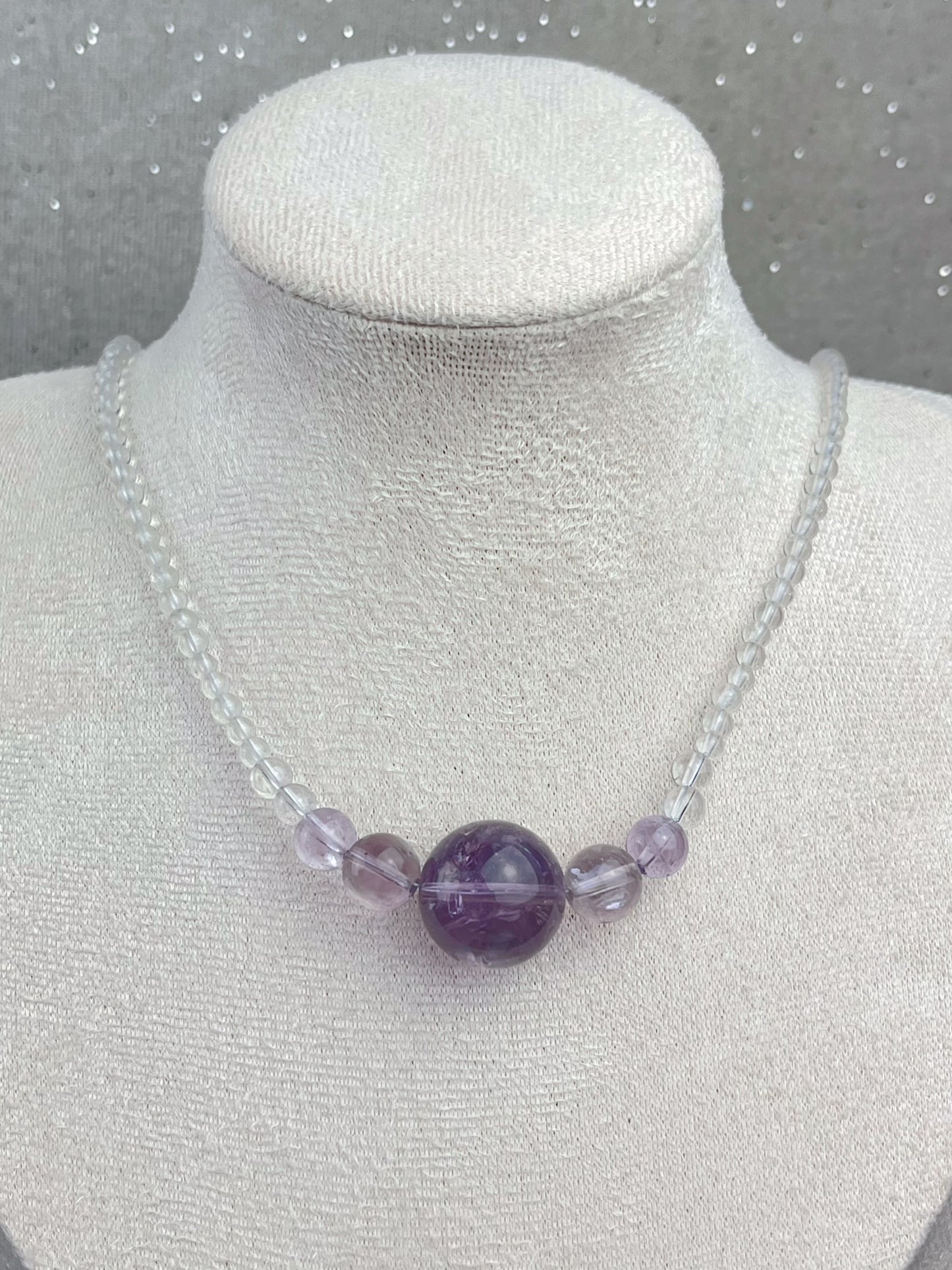 Ametyst og klar kvarts Halskjede