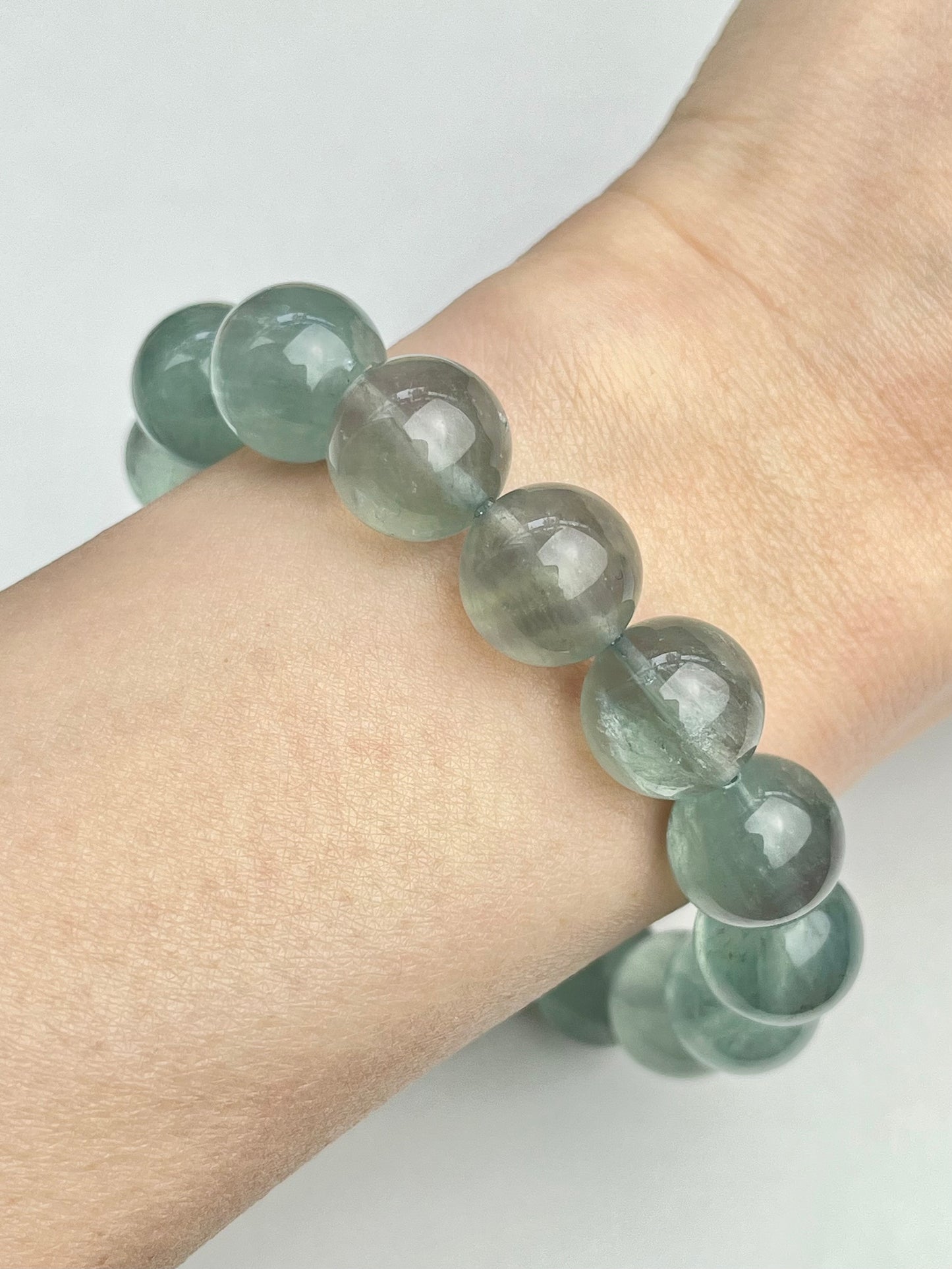 Blågrønn Fluoritt armbånd 11-13mm+