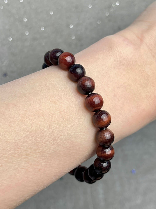 Rød Tigerøye (Okseøye) armbånd 8mm+