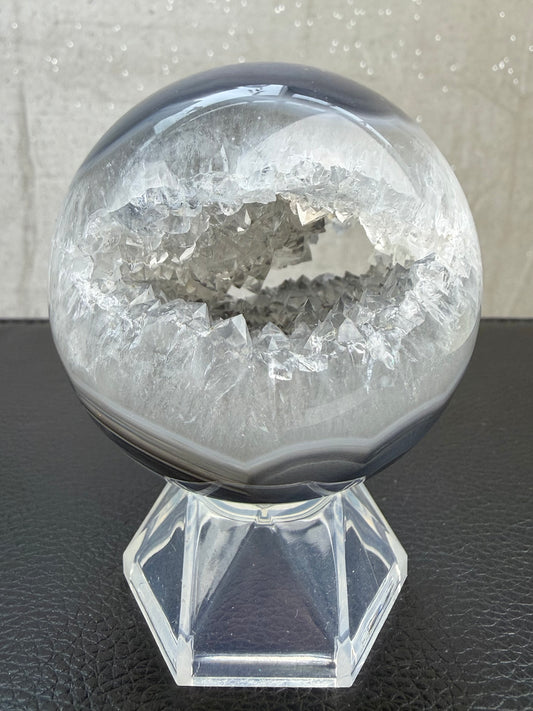 Agat geode kule med druzykvarts