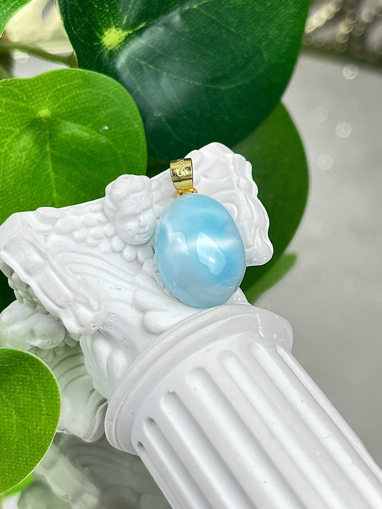 Larimar anheng i 925 sterling sølv