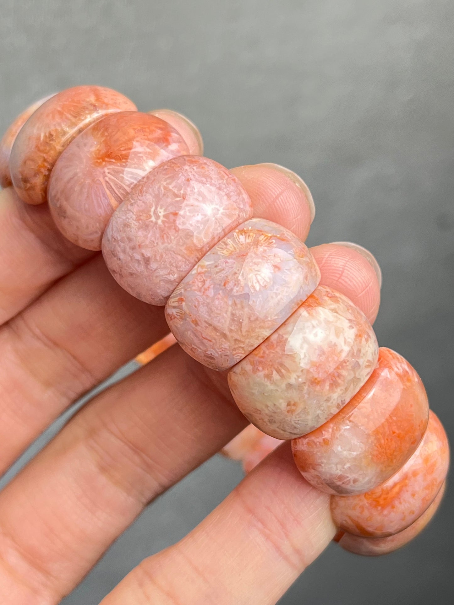 Agatisert Korall armbånd 18mm+