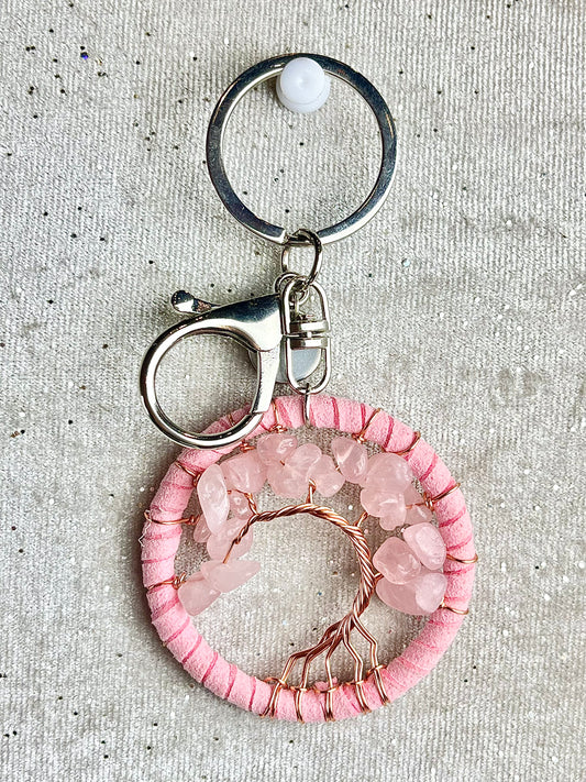 Rosenkvarts Nøkkelring