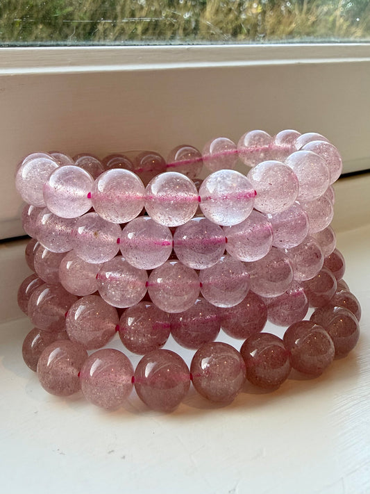 Jordbærkvarts armbånd 11mm+