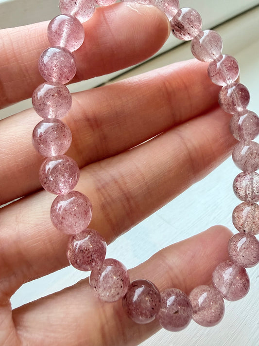 Jordbærkvart armbånd 7mm+