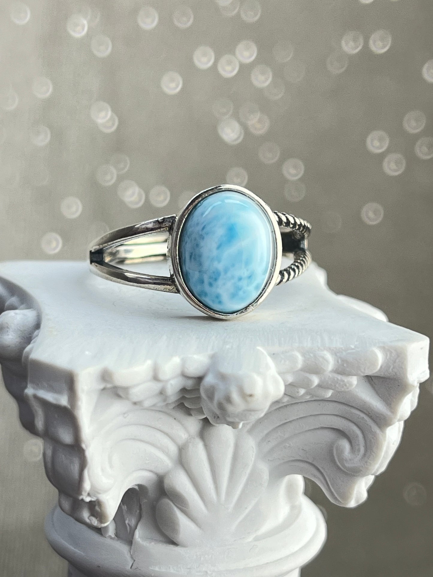 Ring med Larimar i 925 sterling sølv