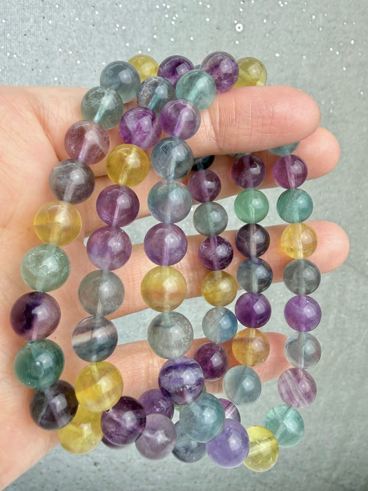 Regnbue Fluoritt armbånd 8mm+