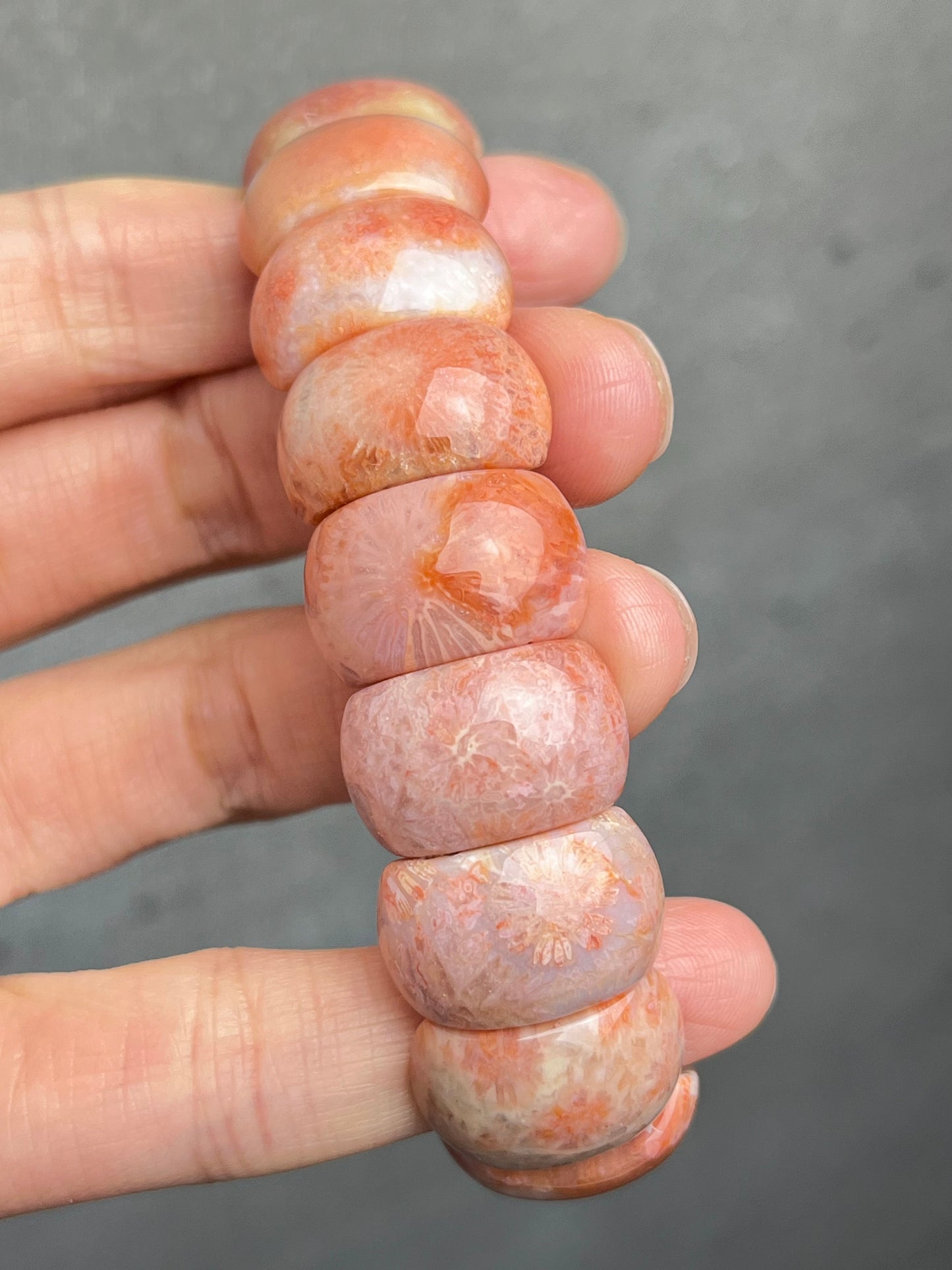 Agatisert Korall armbånd 18mm+