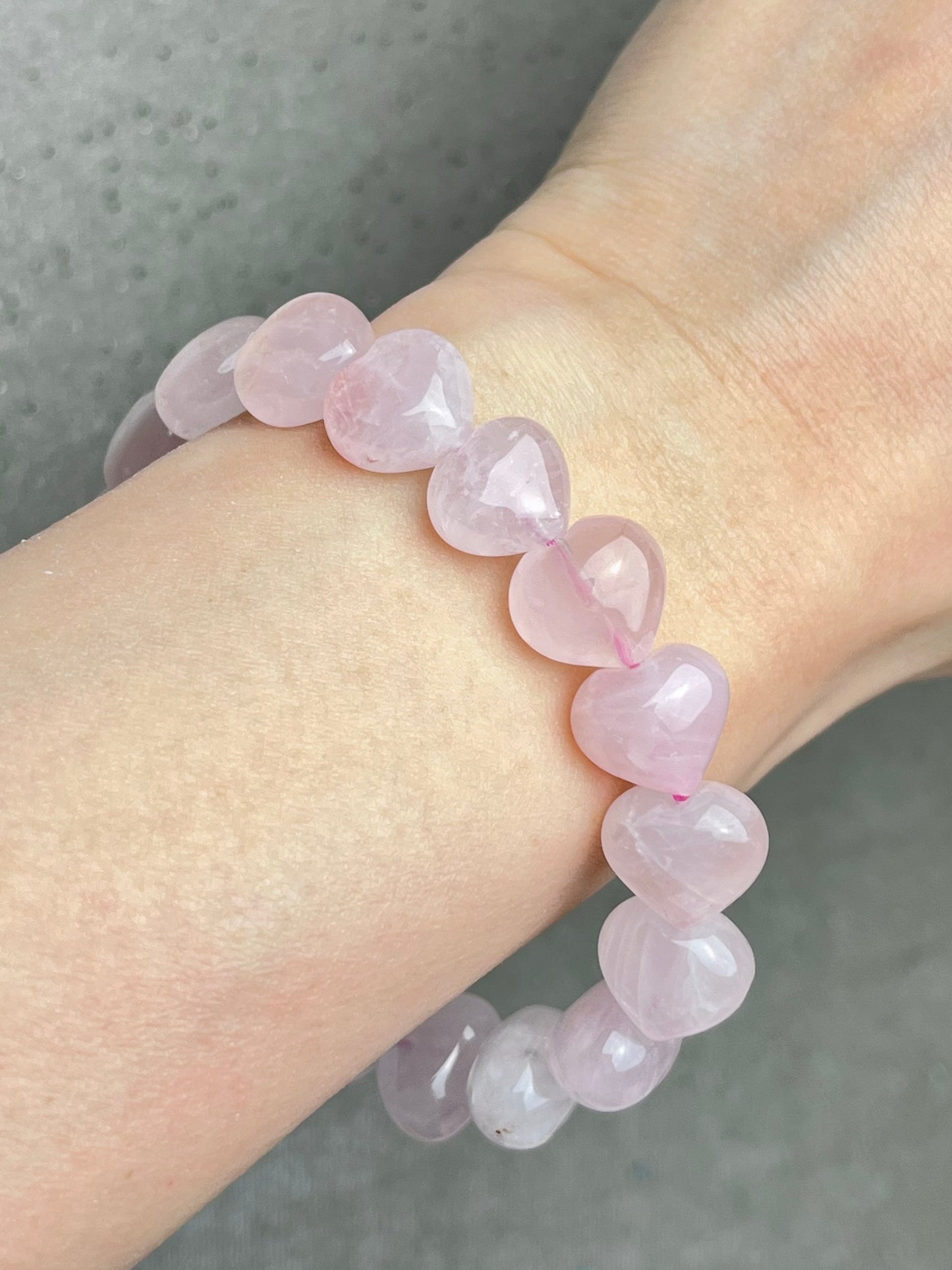 Rosenkvarts hjerte armbånd 13mm+