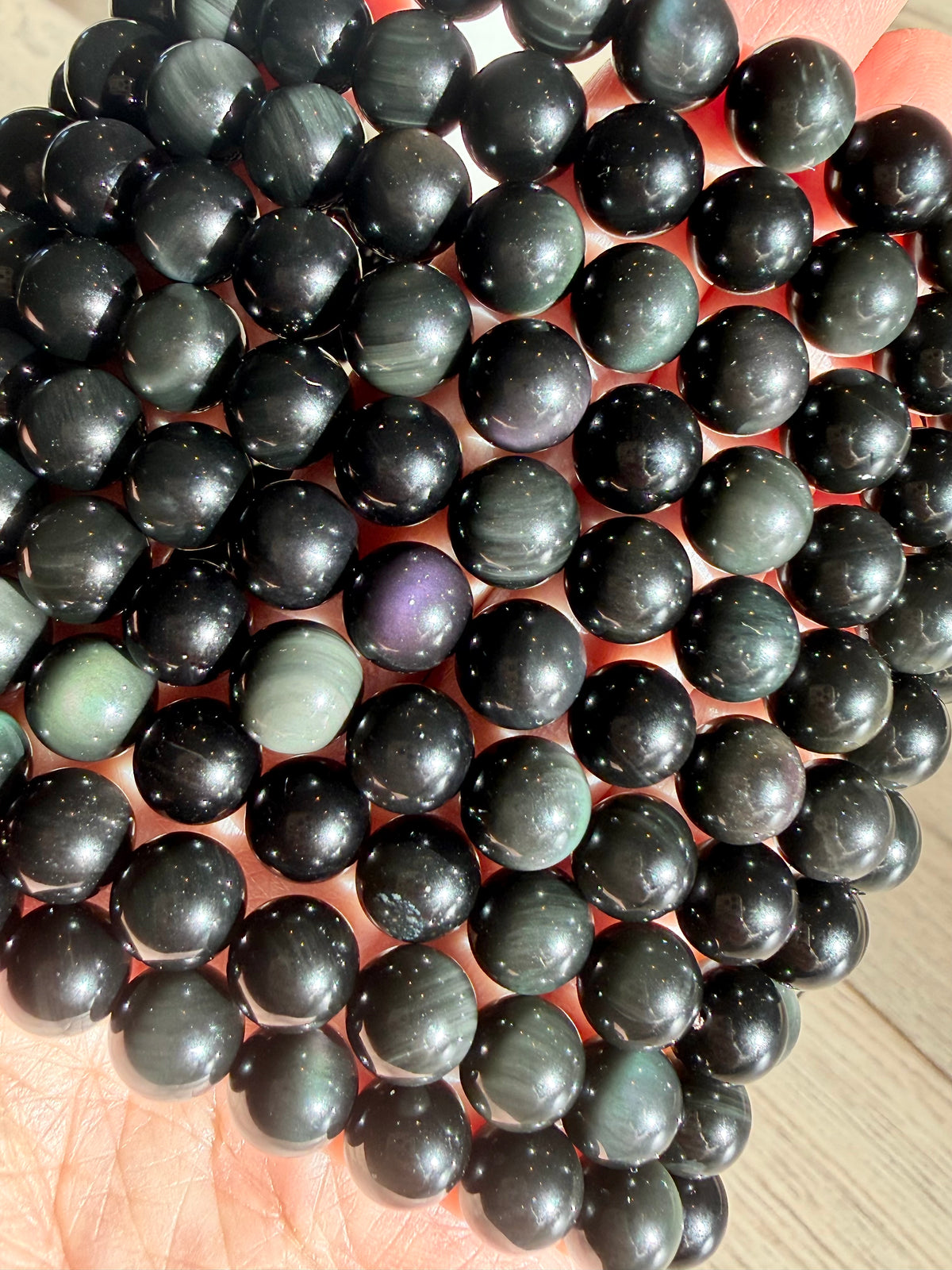 Regnbue Obsidian armbånd 8mm+