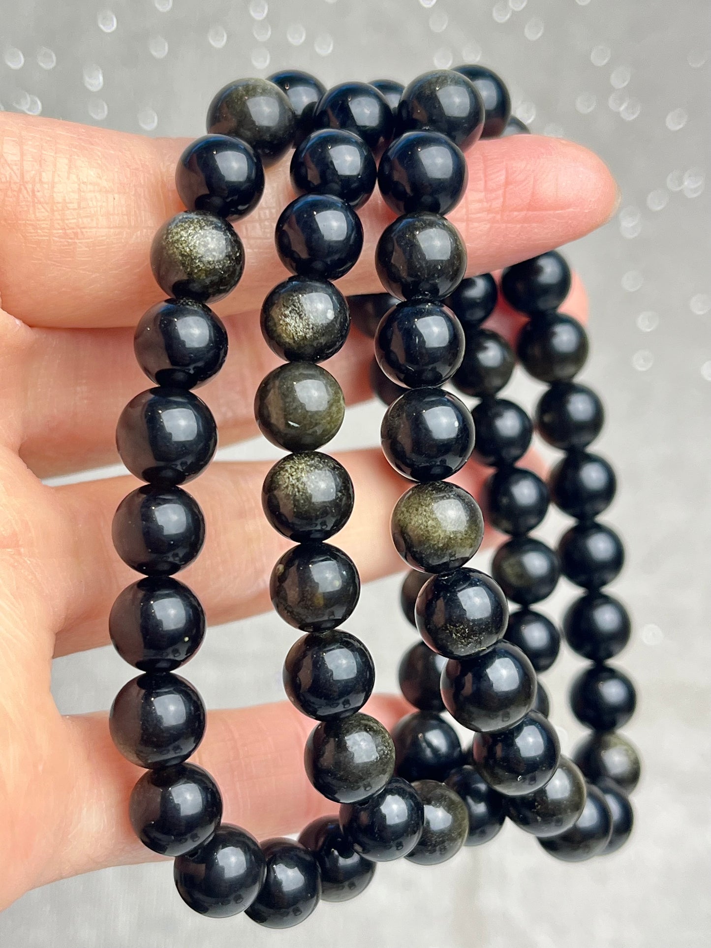 Gull Obsidian armbånd 8mm+