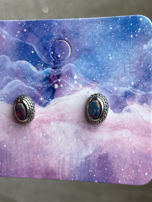 Opal øredobber i 925 sterling sølv(fra Australia)