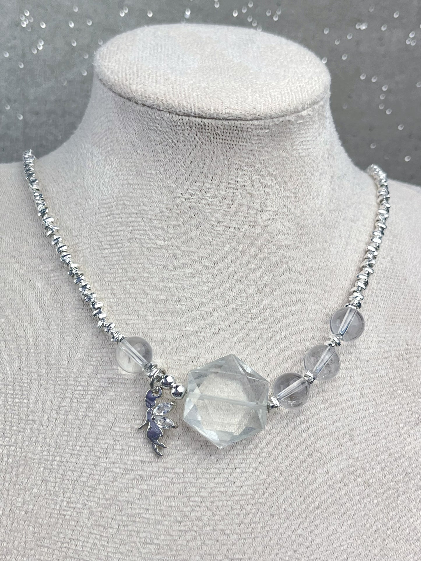 Bergkrystall klar kvarts Halskjede