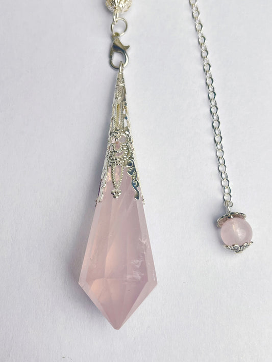 Rosenkvarts Anheng/Pendel med kjede