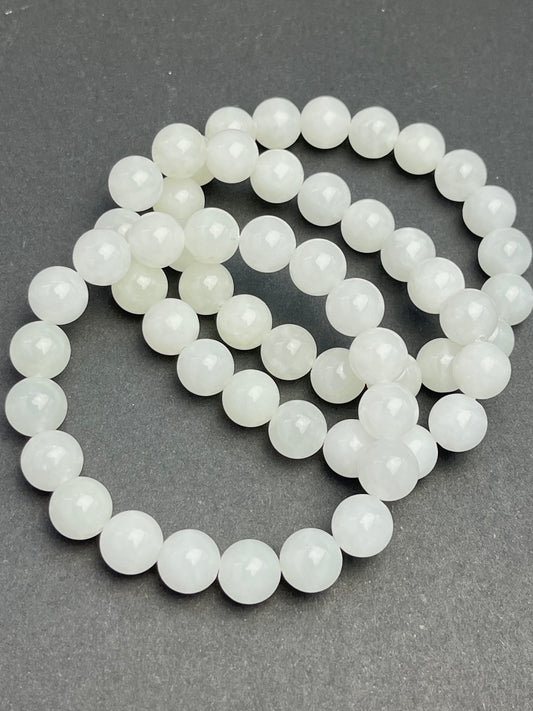 Hvit Jade armbånd 10mm+